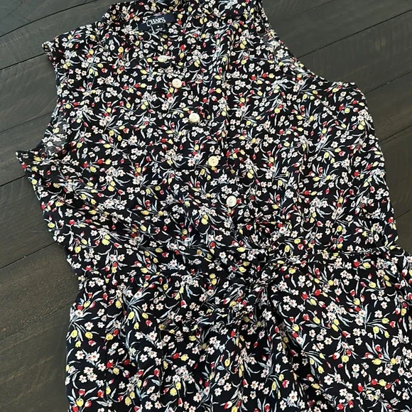 Chaps Ralph Lauren Sleeveless Button Up Tie Dress - Picture 2 of 3